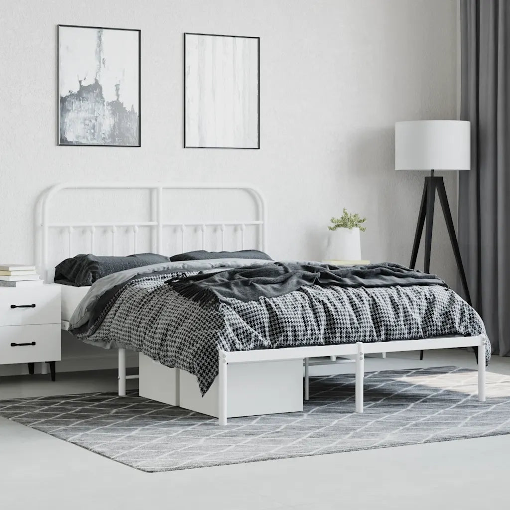 Giroletto con Testiera Metallo Bianco 135x190 cm 352626