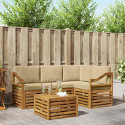 Set di divani da esterno con cuscino 5 pcs Naturale e Beige 3374788