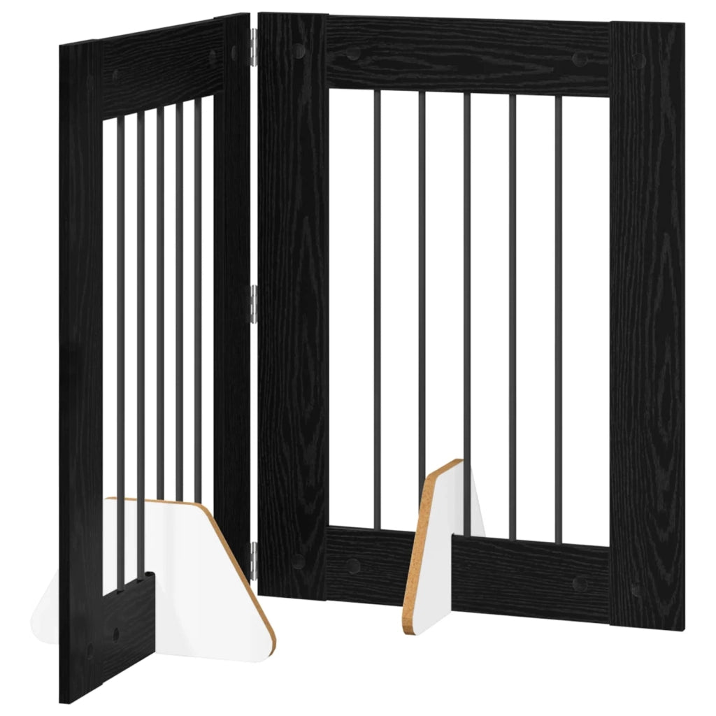 Cancello per cani con supporti 2 pz Rovere Nero 60 x 80 cm CFW7011761