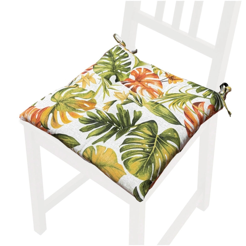 Set 4 Cuscini Sedia Palme Stile Urban Jungle Morbidissimi Universali Coprisedie Cotone Lavabili