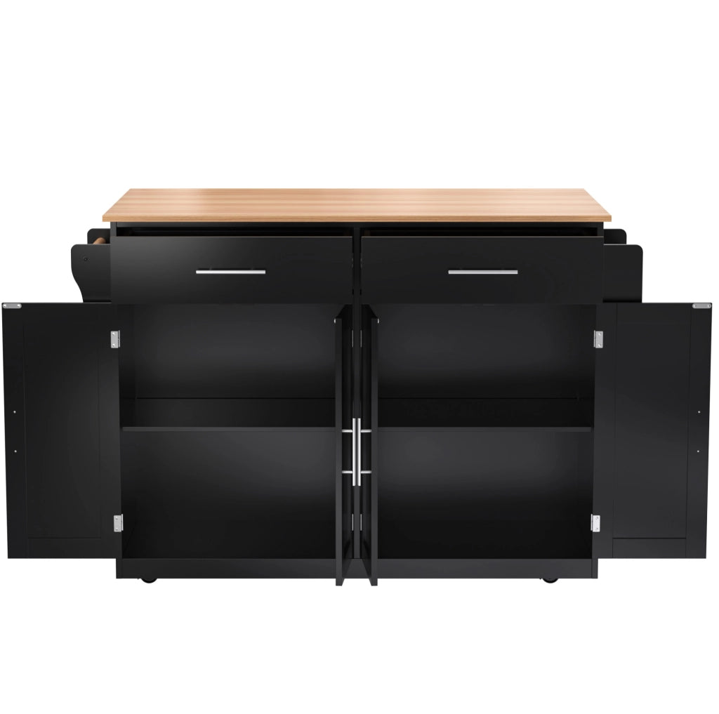 Carrello da cucina 120x46x91.5 cm con piano ribaltabile; ruote e doppie ante in MDF