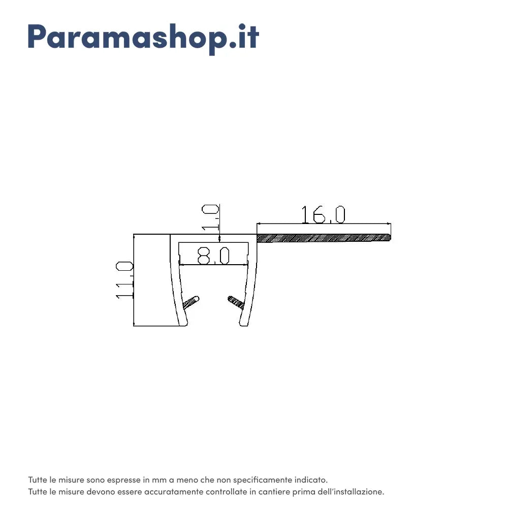 Coppia guarnizioni verticali salvagoccia in pvc 200cm vetro 4-6mm baffo 16mm | Damy