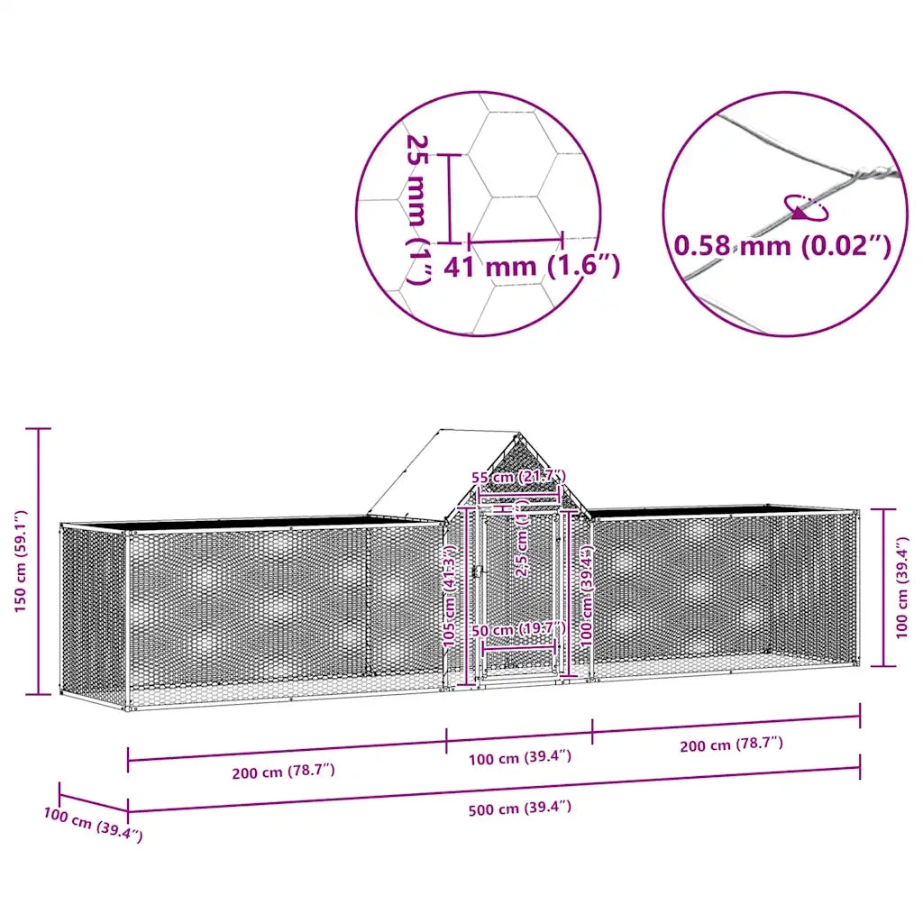 Pollaio 5x1x1,5 m in Acciaio Zincato CFW4658419