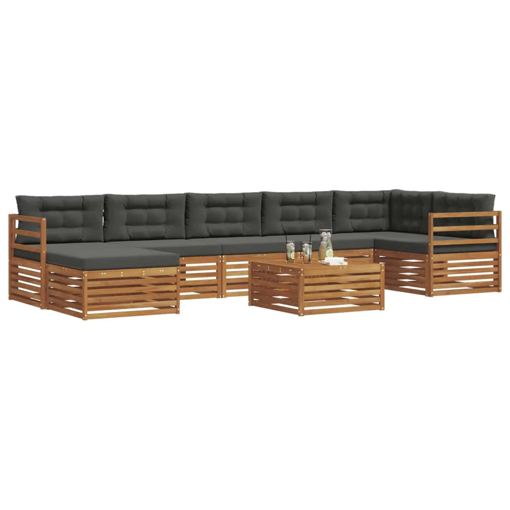 Set di divani da esterno con cuscino 8 pcs Naturale e Antracite 3373842