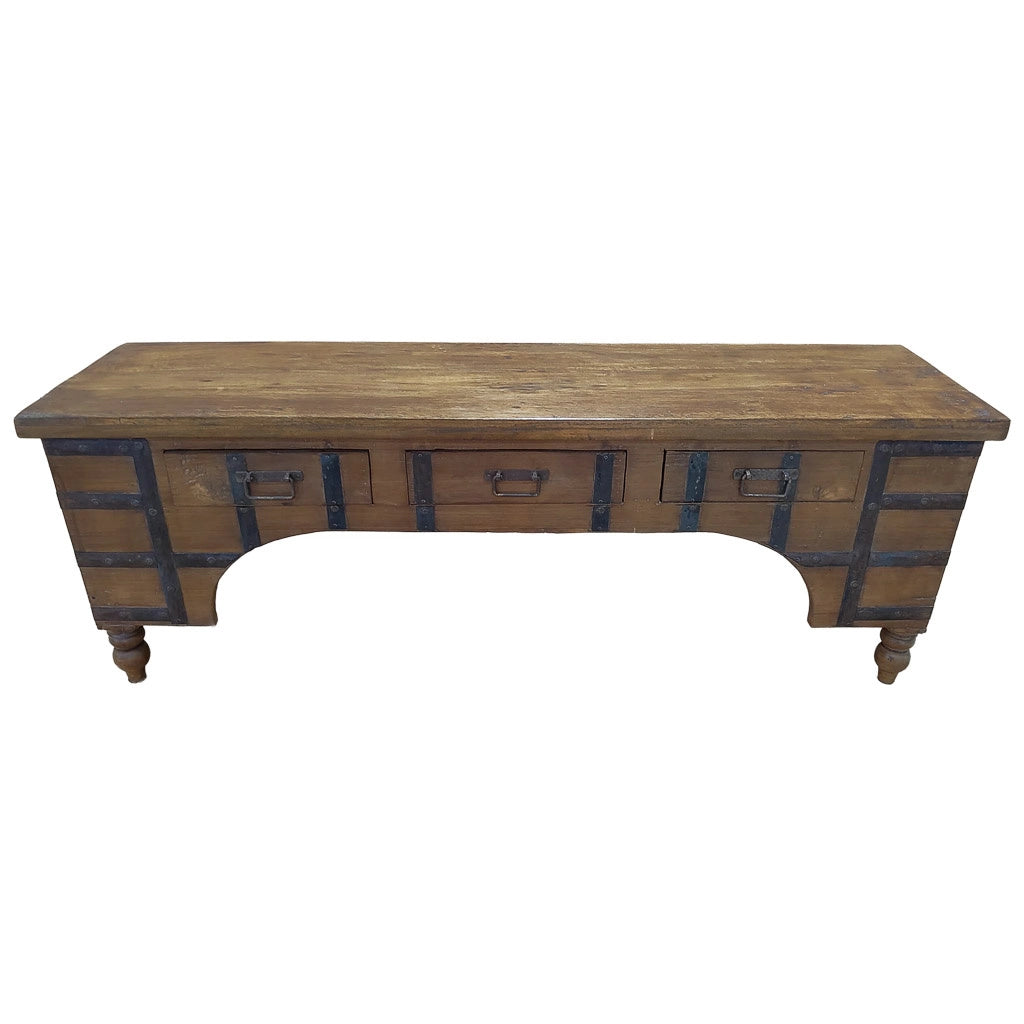 Mobile basso artigianale in legno 165-175x45x57h cm