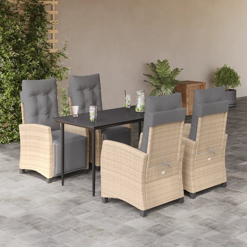 Set Pranzo da Giardino 5 pz con Cuscini Beige Misto Polyrattan 3213018