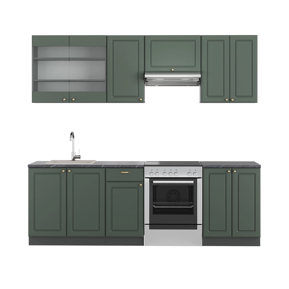 Vicco Cucina componibile Verde-oro Country House/Antracite 240 cm , PL Antracite