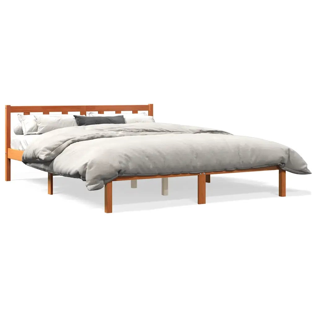 Giroletto senza Materasso-Struttura Letto Marrone Cera 150x200 cm Legno di Pino 729907