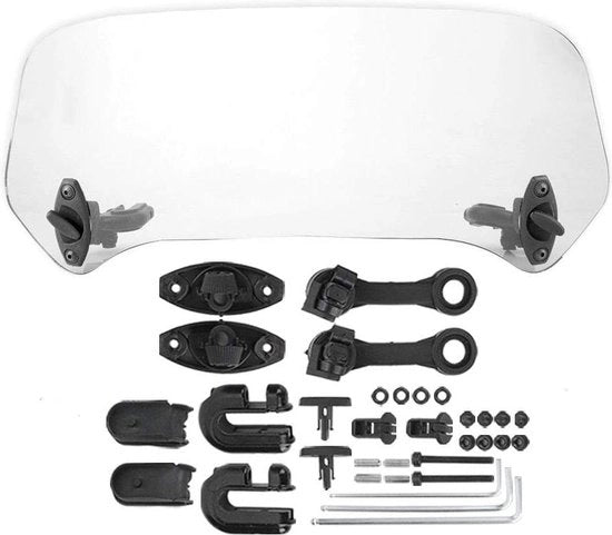 Spoiler di allungamento per parabrezza motociclistico con ventilatori regolabili in grigio.