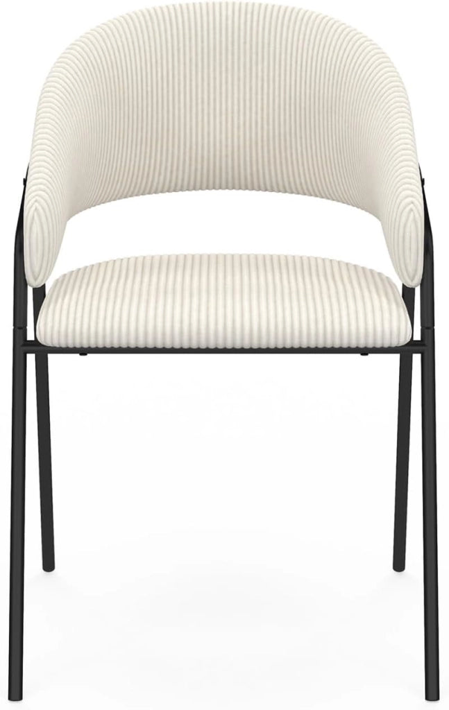 Set di 2 sedie da pranzo Vini in velluto beige e gambe in metallo nero