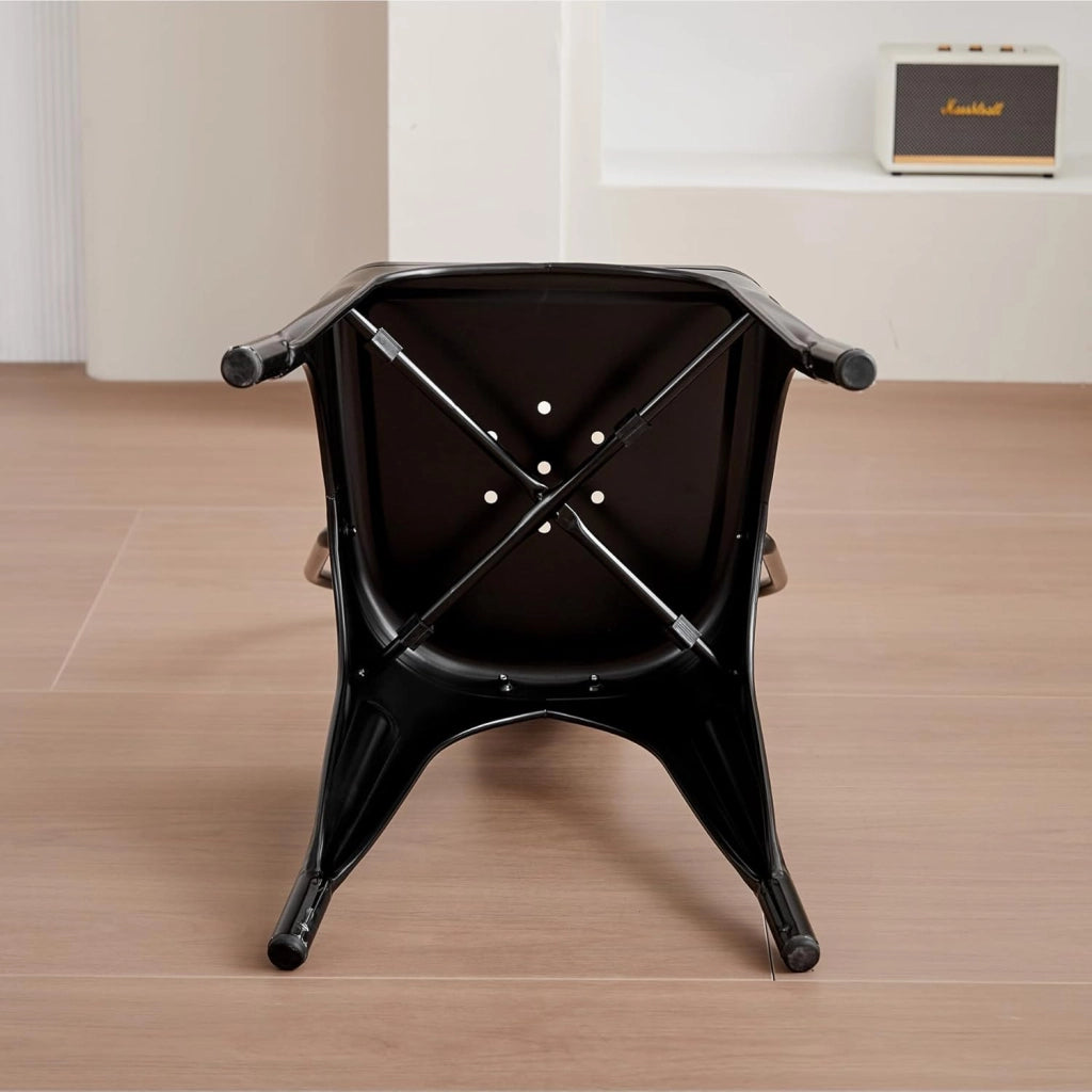 GrandCA HOME Set di 8 Sedie Industriali in Metallo, Sedie da Pranzo Impilabili in Stile Vintage, Adatte per Sedie da Giardino per Esterni o Interni Sedie da Patio, Nero