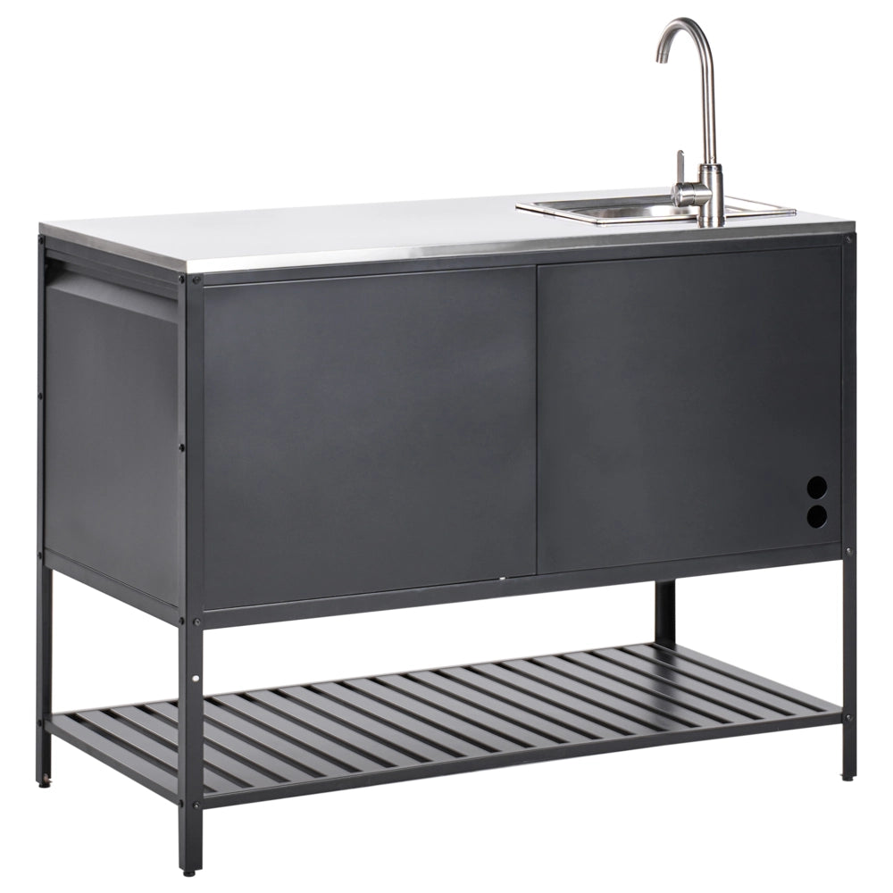 Armadietto da giardino in acciaio inox nero con 3 ante giardino cucina esterno