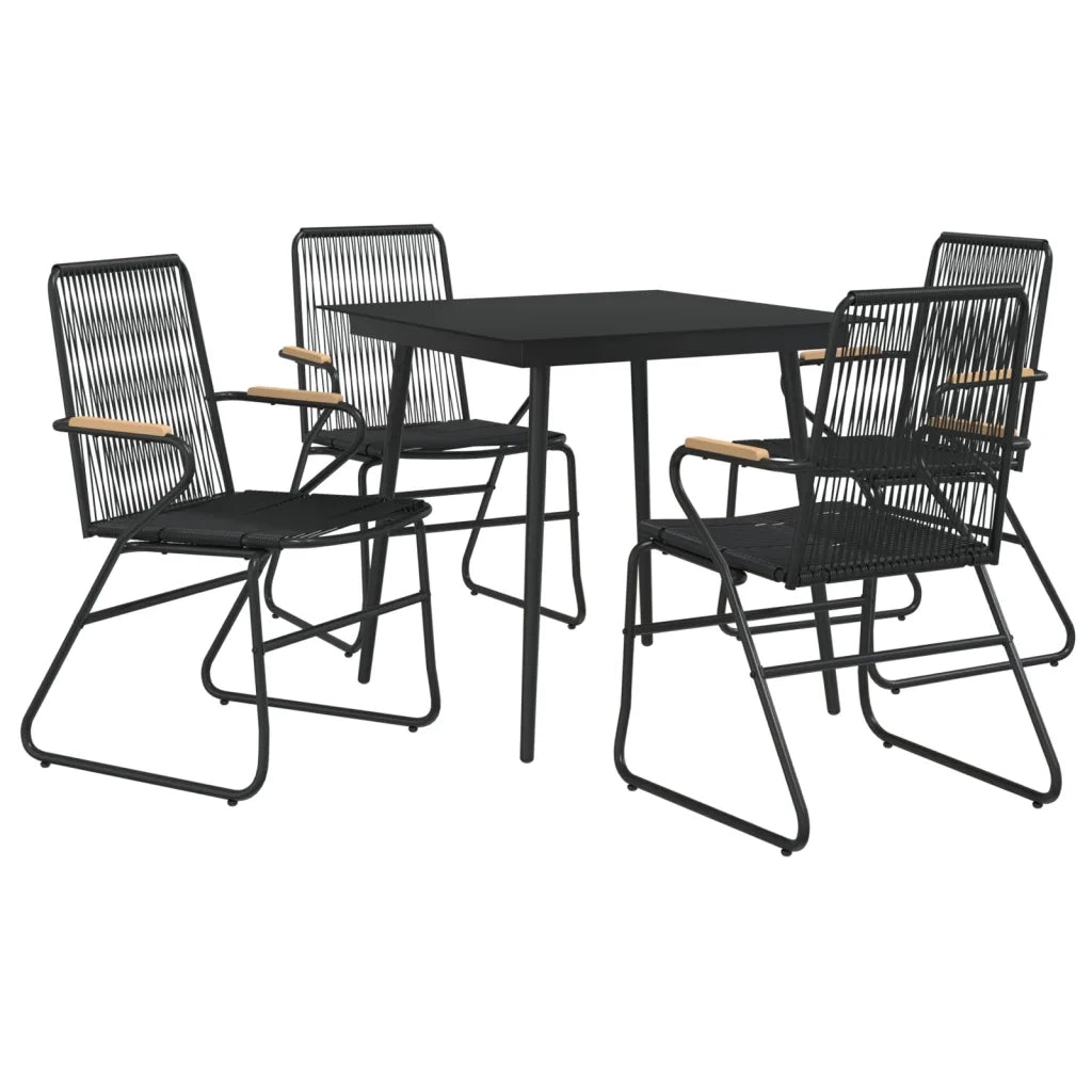 Set da Pranzo da Giardino 5 pz Nero in Rattan PVC