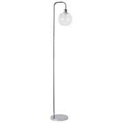 Lampada da terra con base in metallo argento e paralume in vetro in stile moderno per soggiorno e camera da letto