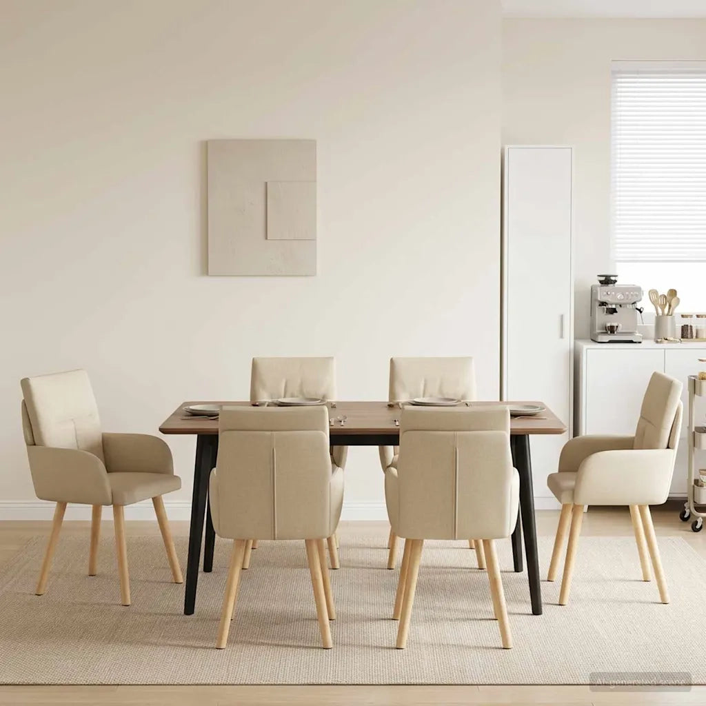 Sedie da pranzo 4 pcs Tessuto Crema 60 x 56 x 96 cm 3428363