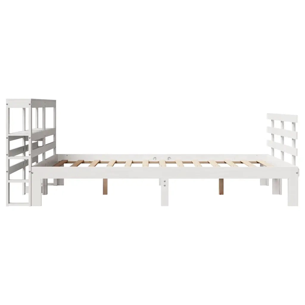 vidaXL Giroletto con Testiera Bianco 135x190 cm Legno Massello di Pino
