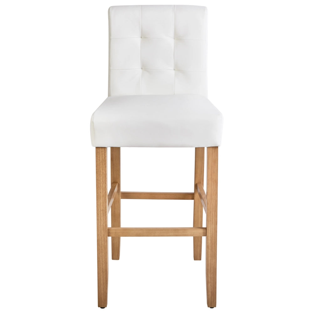Set di 2 sgabelli da bar in ecopelle bianco sporco con schienale sala da pranzo cucina imbottita moderna