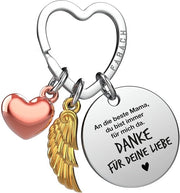 Sleutelhanger per Madre con Cuore e Incisione - Regalo per Madre - Angelo della Fortuna Regalo per Madre