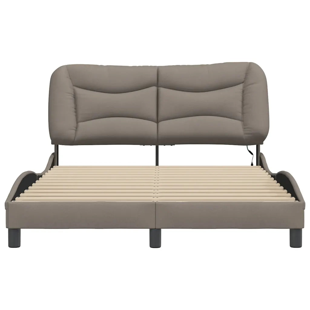 Giroletto con LED senza Materasso-Struttura Letto Hvar Tortora 140x190 cm in Tessuto