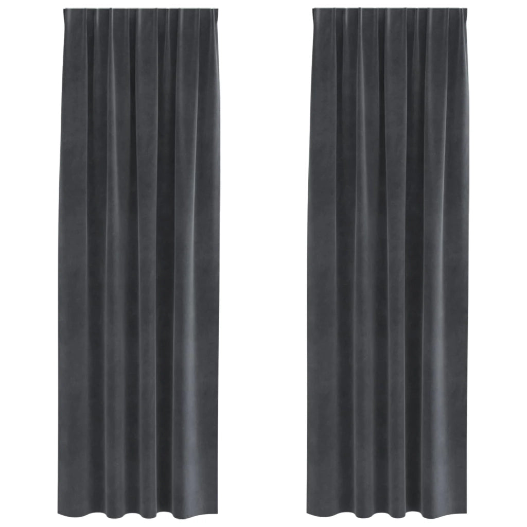 Tende Oscuranti | Tende Blackout 2 pz Grigio chiaro 140 x 260 cm Velluto