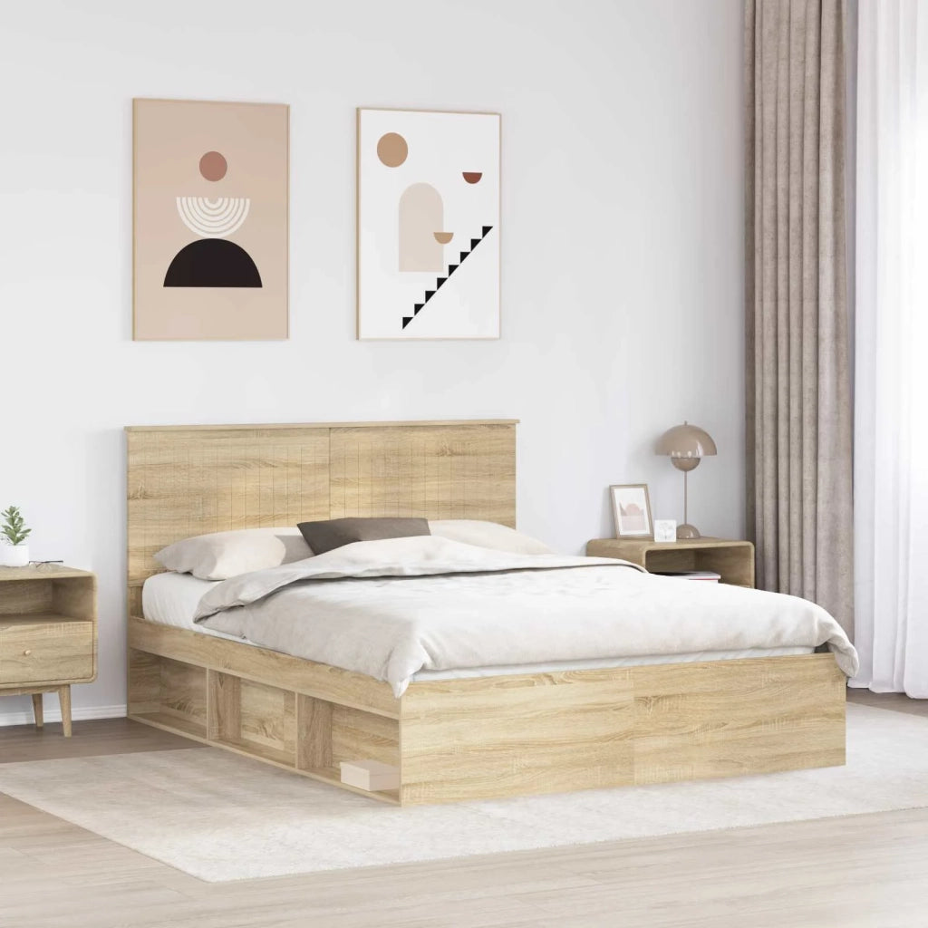 Struttura del letto Rovere Sonoma 150 x 200 cm Pino massello 3410994