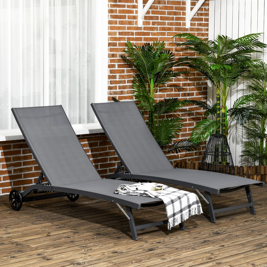 Lettino da sole pieghevole in alluminio con textilene ¨C zephmum ¨C 2 pezzi grigio scuro