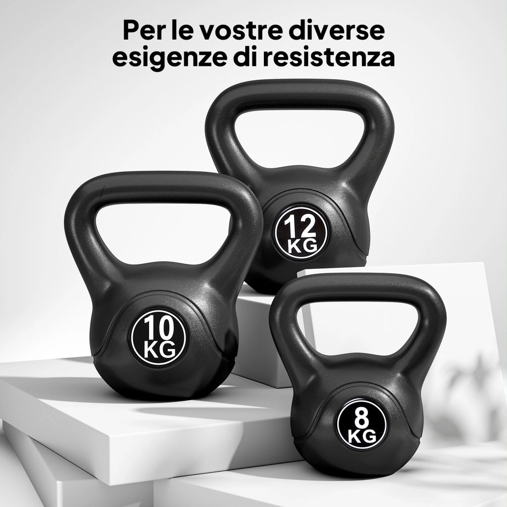 EasyComfort Kettlebell 10kg per Sport e Fitness con Base Piatta e Impugnatura, Kettlebell Pesi per Allenamento Home Gym Casa e Palestra, 25x19x28 cm, Nero