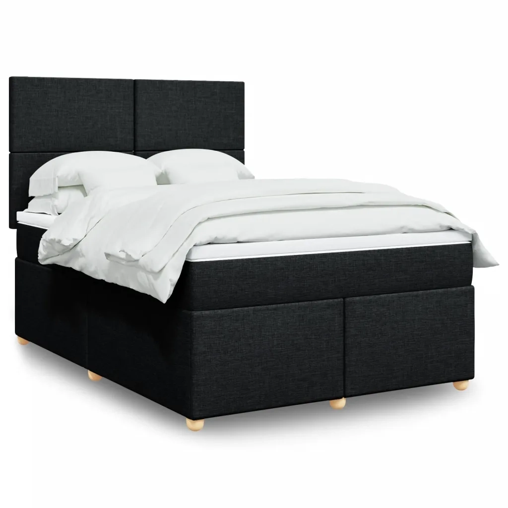 vidaXL Giroletto a Molle con Materasso Nero 160x200 cm in Tessuto