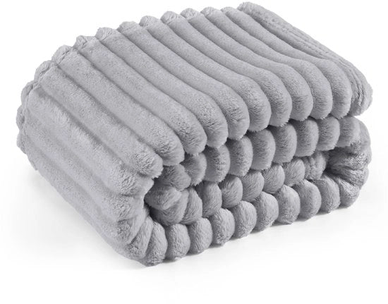 Piumino soffice - Decongestionante di tessuto di lana e fleece, piumino per divano, coperta morbida e calda di corduroy, tenda per decorazione di camera, coperte per letto e per abbracci, coperta per letto, grigio chiaro, 130 x 170 cm
