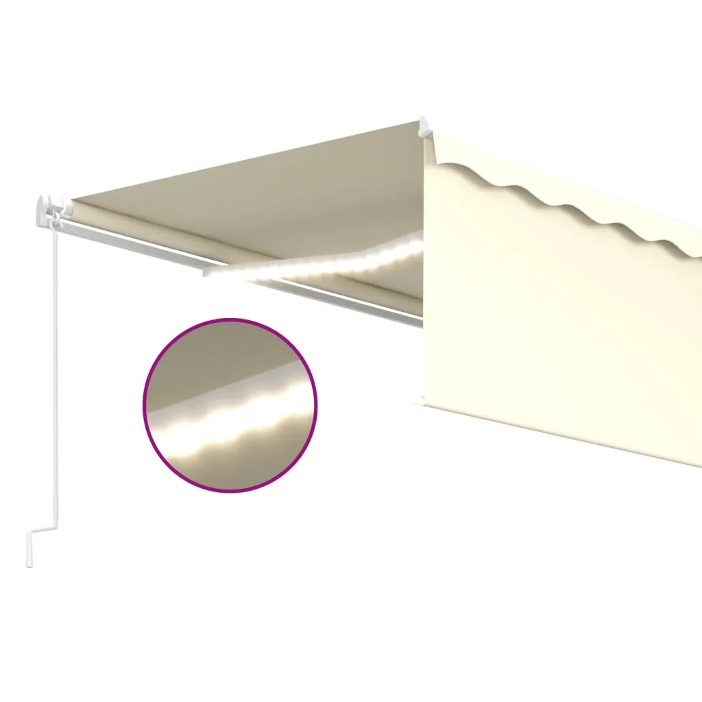 Tenda Sole Retrattile Manuale Parasole LED 5x3 m Crema 3069342