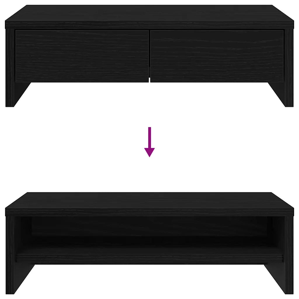 Supporto Monitor con Cassetti Rovere Nero 50x27x15cm Truciolato 868085