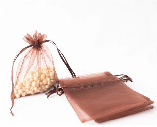 Confezioni di Organza per Regali - Marrone - 10 x 15 cm - Ideali per Feste e Regali