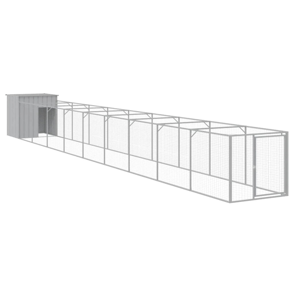 Cuccia per cani con cortile luminoso 110 x 1017 x 110 cm grigio 02_0043488