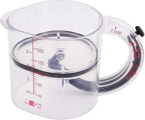 Misuratore 4-in-1 Versatile - Capacità 1 litro - Misuratore per Ingredienti Liquidi/Solidi - Base di Chiusura - Disegno Spaziale - Resistente alla Lavastoviglie - Misuratore di Capacità