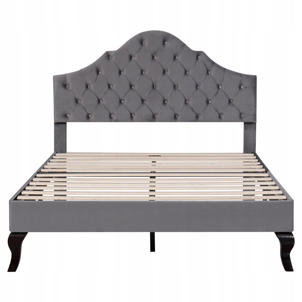 Letto singolo 140x200 - Xylo - Testiera regolabile, grigio