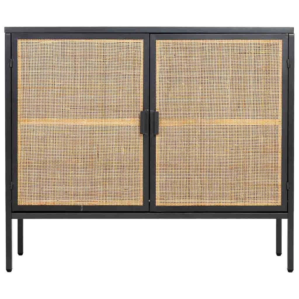 Credenza in metallo e legno 2 ante, nero 100x32x85h cm