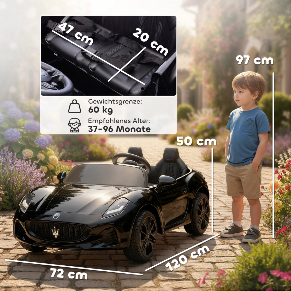Auto Elettrica Maserati per Bambini 2 Posti ¨C Xylo ¨C 12V con Telecomando LED Musica Nero