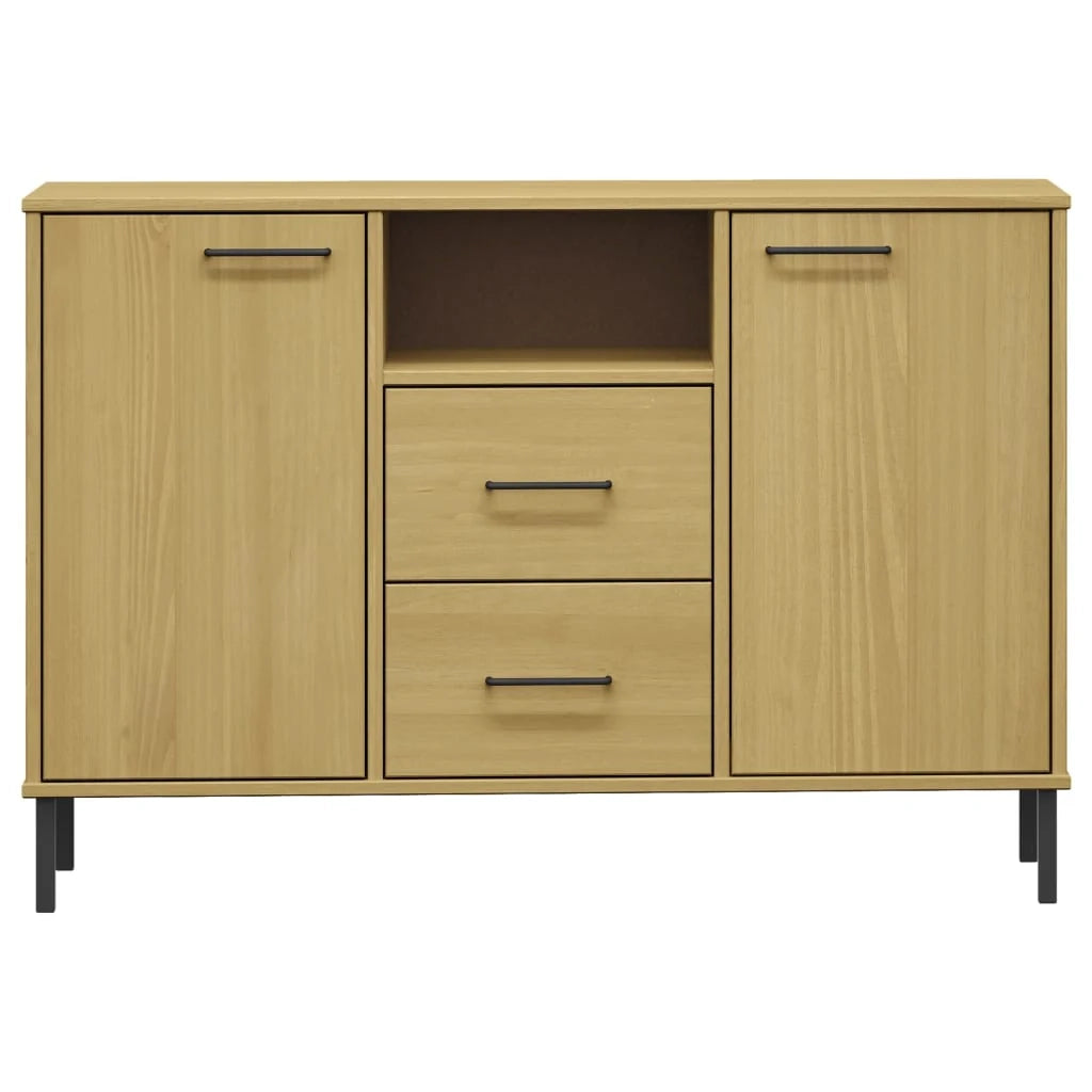 Buffet credenza cassettiera mobiletto mobile contenitore organizer per cucina soggiorno salotto con gambe in metallo 113 x 40 x 77 cm legno massello marrone 02_0030095