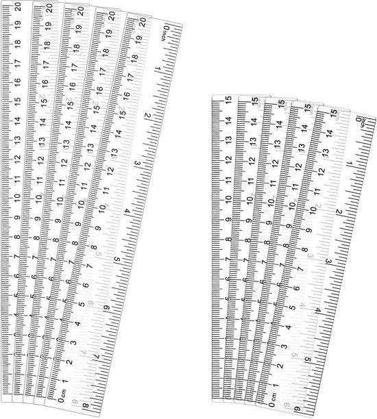 Set di Livella di 10 pezzi - Translucido 15/20 cm - Resistenente al Colpo - Strumento di Misura - Scuola/Casa - Leggero in Plastica - Livella