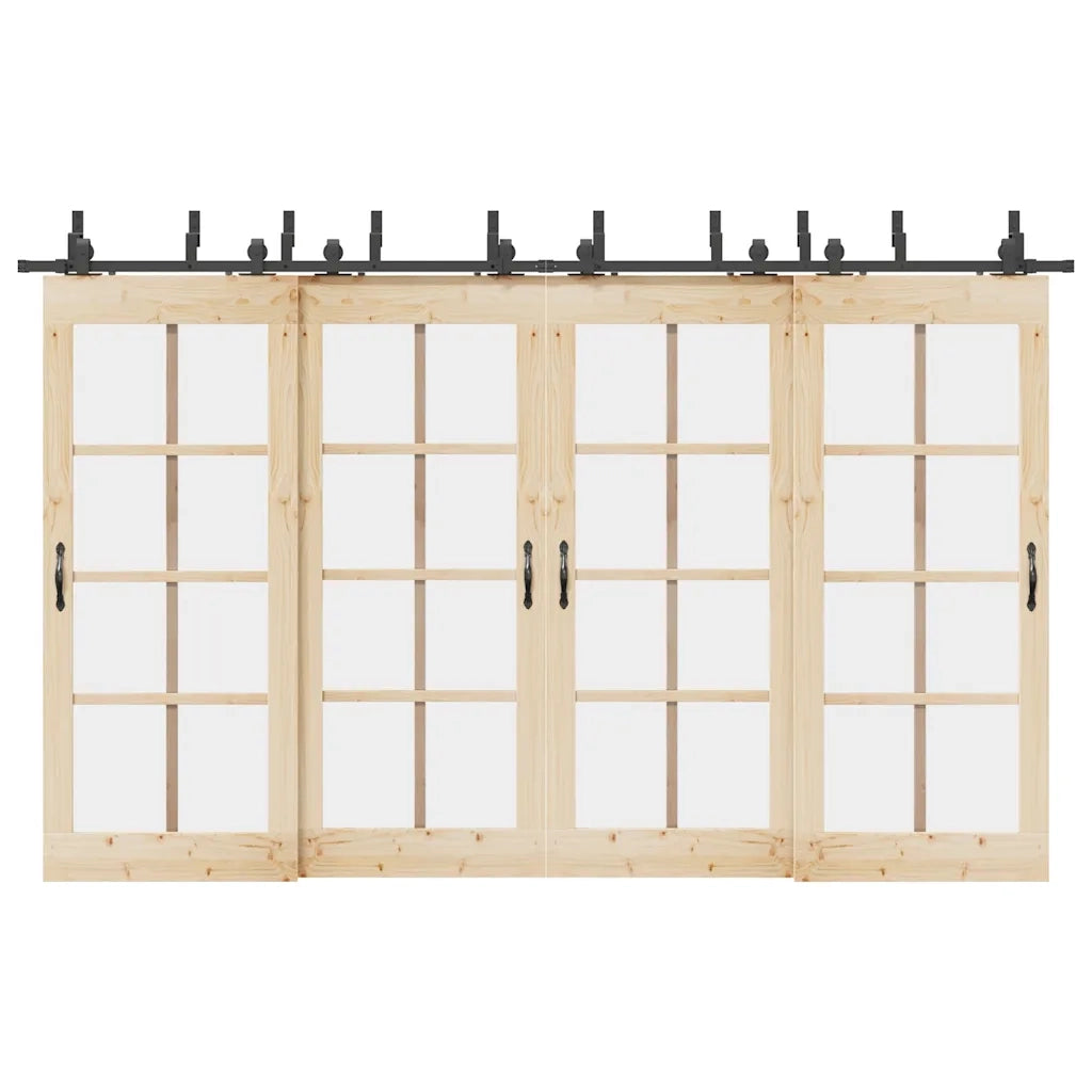 Kit di Binari per Porte Scorrevoli 366 cm Acciaio Nero CFW6097727