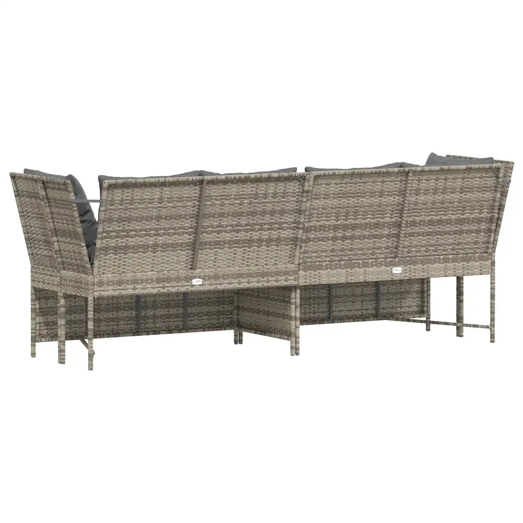 Divano da Giardino con Cuscini-Sofa da Giardino-Divano da esterno in Polyrattan Grigio Chiaro