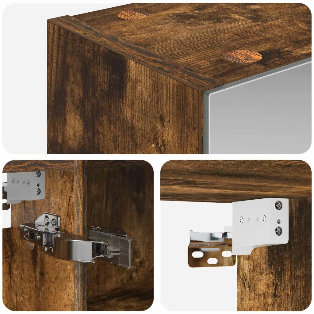 Mobiletto per specchio da bagno Rovere fumé 50 x 14,5 x 70 cm 889051