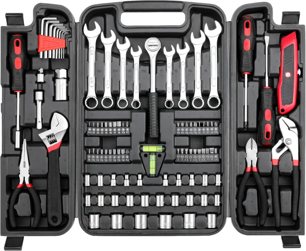 Cassetta Attrezzi Completa 95 pezzi Set Attrezzi, Valigia Utensili Portatile con Custodia in Plastica, Kit di attrezzi per Riparazioni Quotidiane di Casa Ufficio Auto