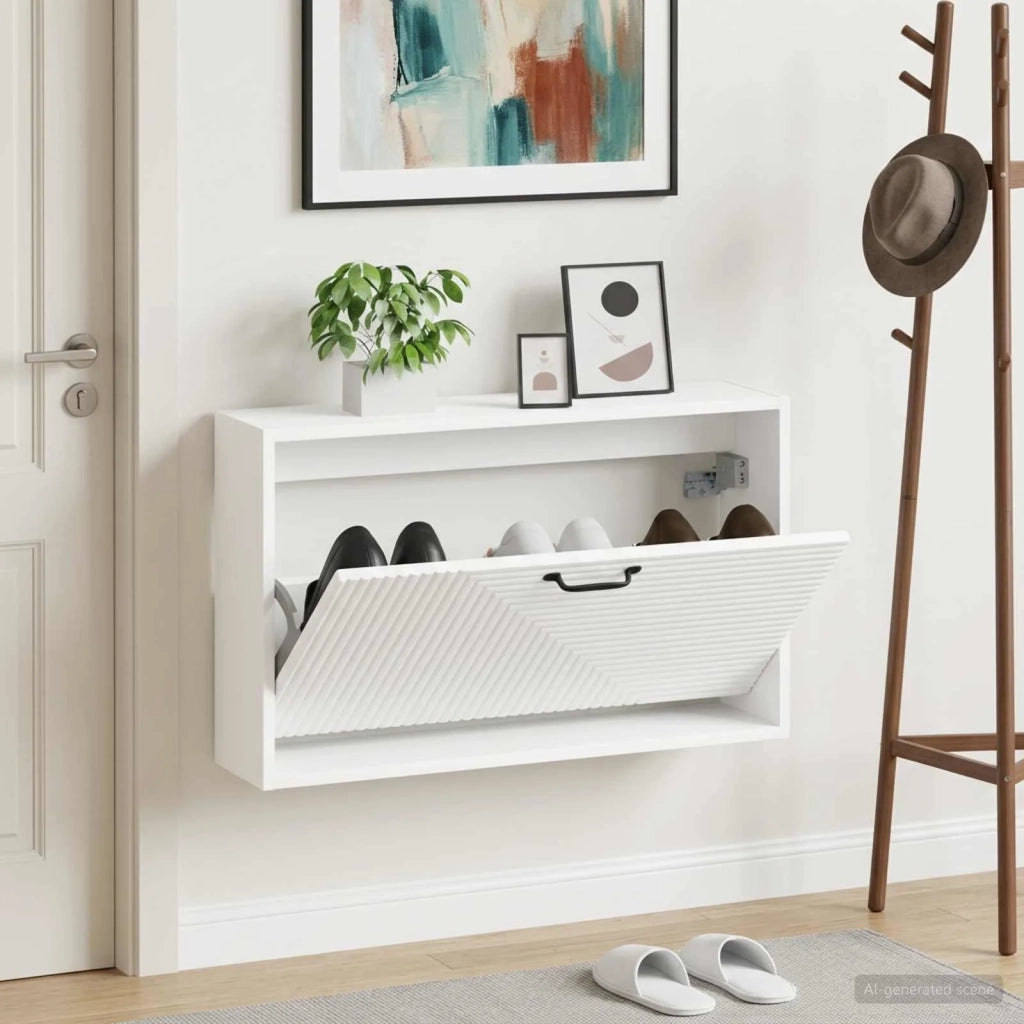 Mobiletto per Scarpe da Muro HAARLEM 71 x 17 x 43 cm Bianco 896845