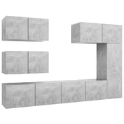 Set di Mobili Porta TV 6 pz | Armadietto TV | Mobile Porta TV Grigio Cemento in Legno Multistrato