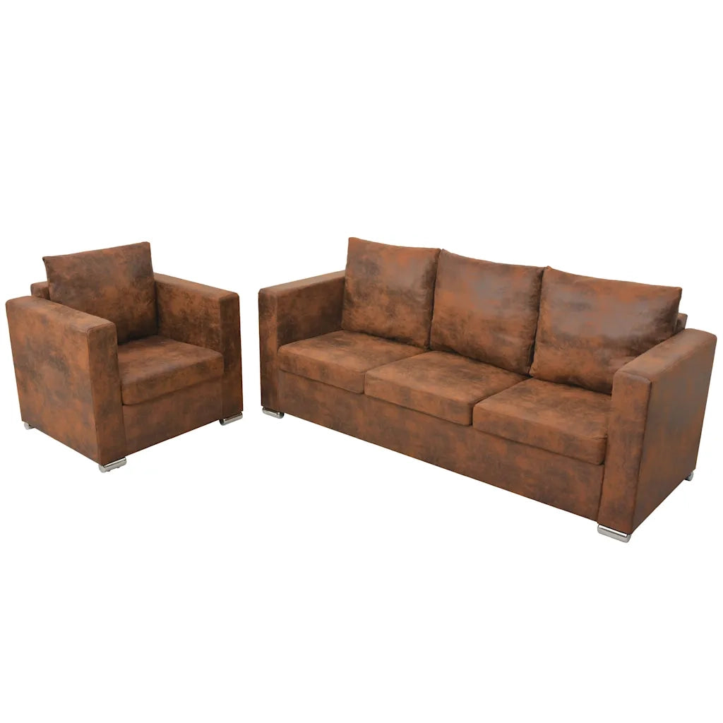 Divani Set 2 pz in Pelle Scamosciata Artificiale cod mxl 13795