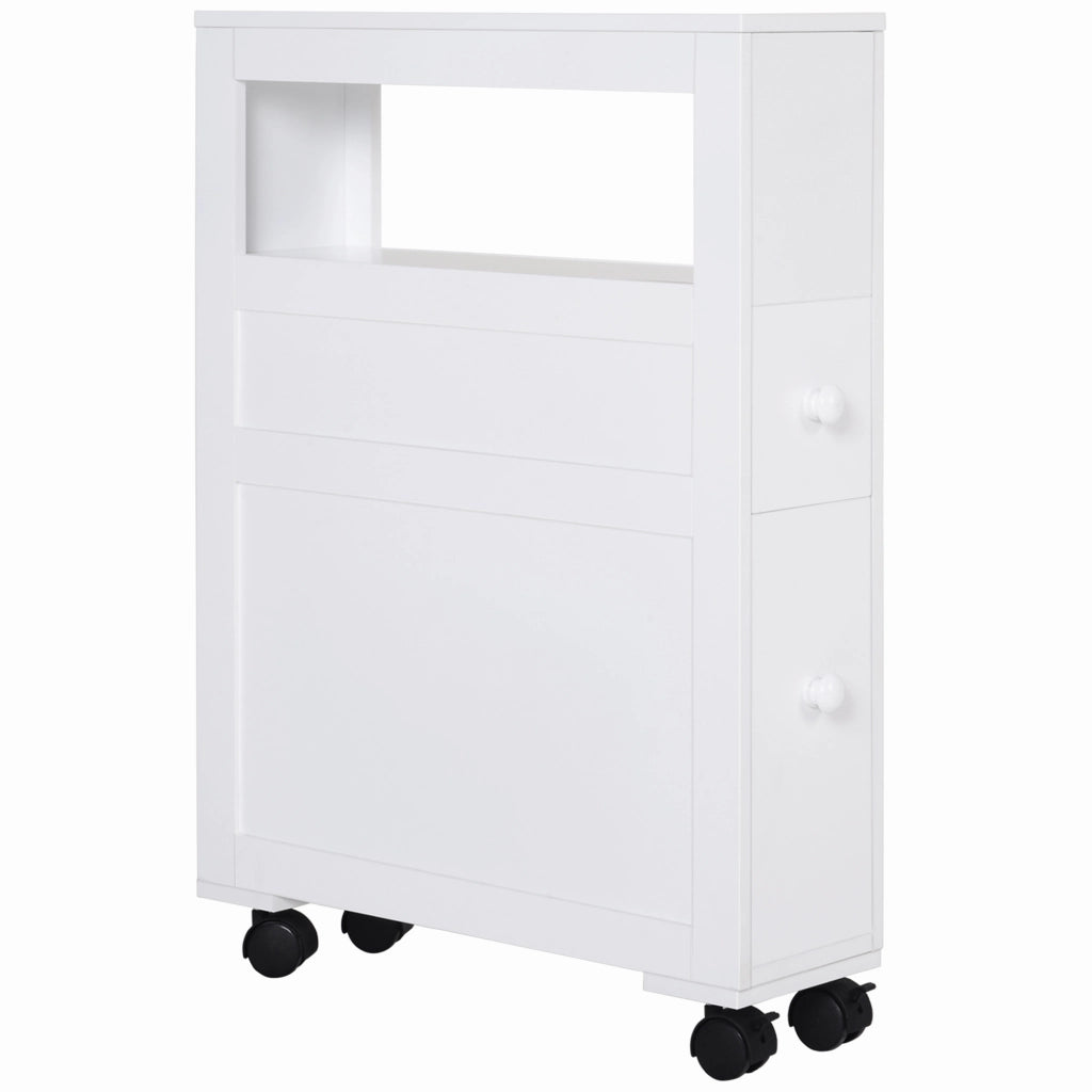 Mobile Bagno 2 Cassetti con Ruote Salvaspazio ¨C Zephmum ¨C 16x52x71,5 cm Bianco