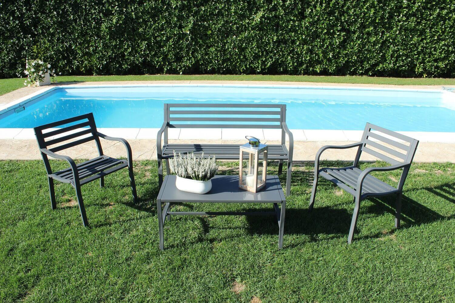 Tavolino Chloe 92x45x45 h cm in Acciaio Antracite