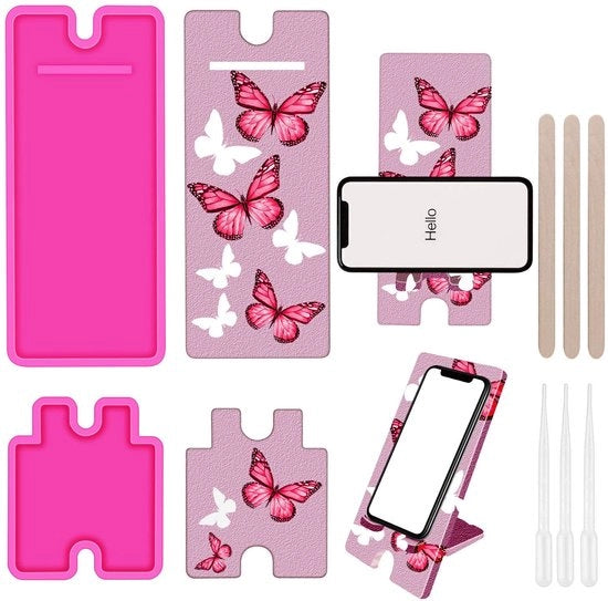 Oggetto per Sostegno del Telefono a forma H - Set di Mallorette in Silicone - Stand per Telefono Mobile - Organizzatore di Cavi - Materiali per Fai da Te - Con Porta Caricamento