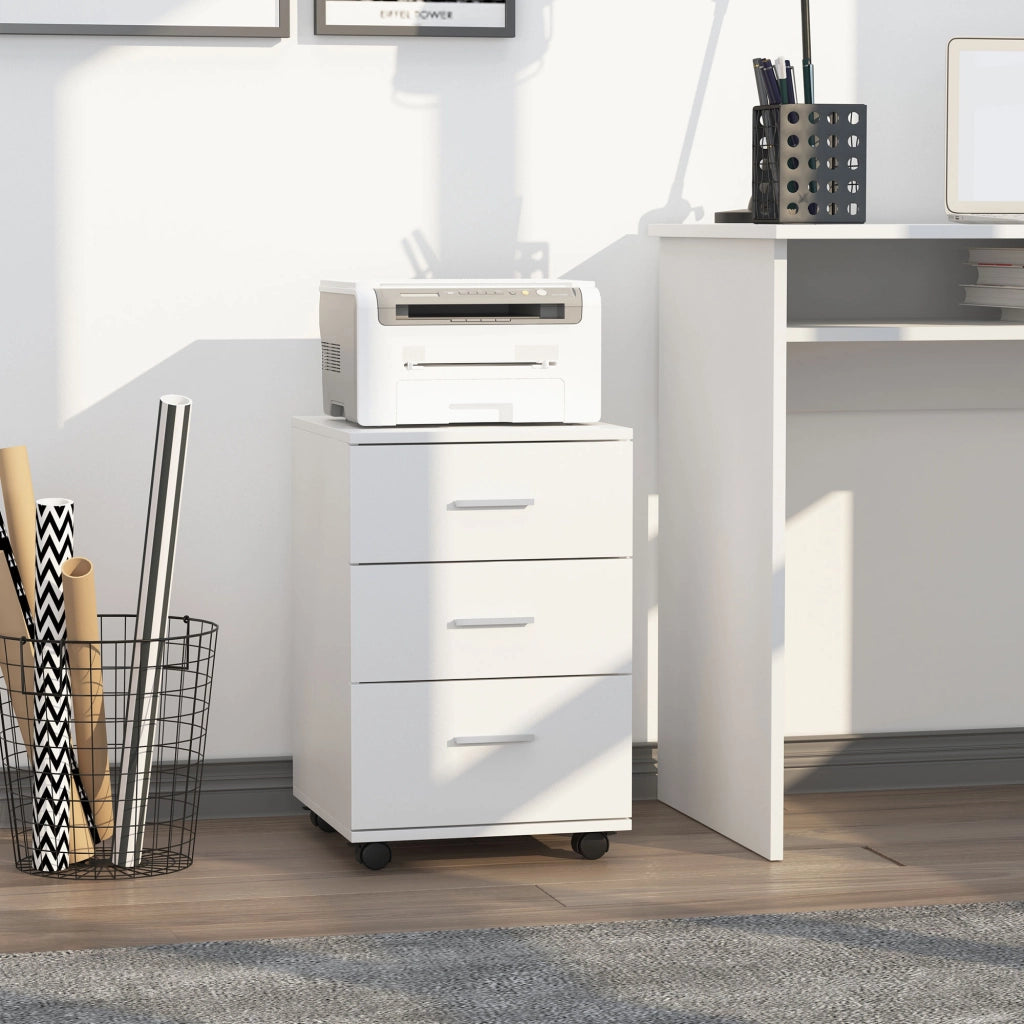 Scrivania con cassetti ¨C zephmum ¨C 3 cassetti, bianco, 40x40x61.5 cm